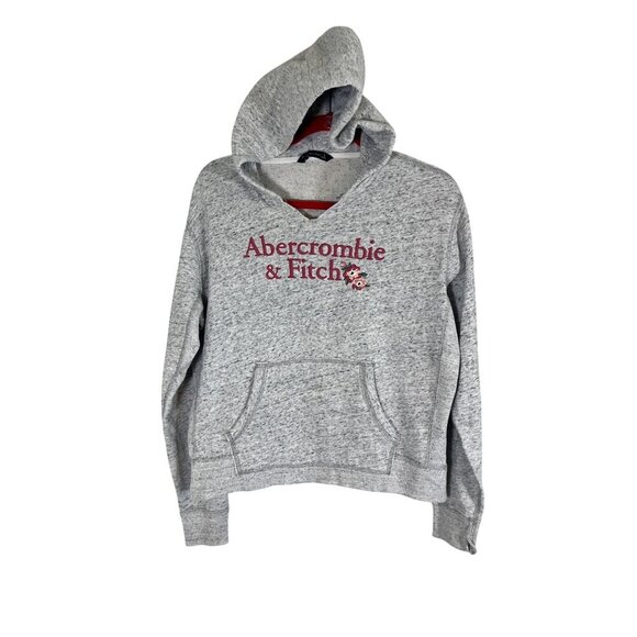 Abercrombie Tops - Abercrombie Hoodie Floral Embroidery S Gray Preppy Active Sporty Y2K Classic 80s